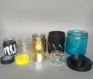 Custom Design Round 1oz 2oz 3oz 4oz Straight Side Food Glass Jar with Child Resistant Lids Glass Jar Child Proof