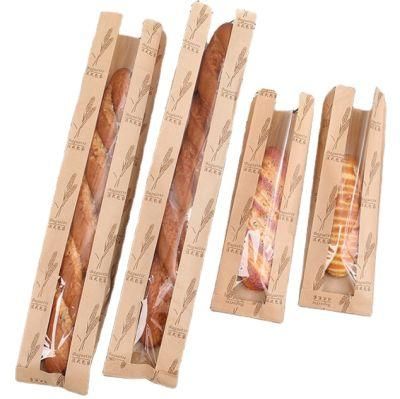 Wholesale Sharp Bottom Window Baguette French Bread Bakery Paper Bag Grease Proof Paper Bag