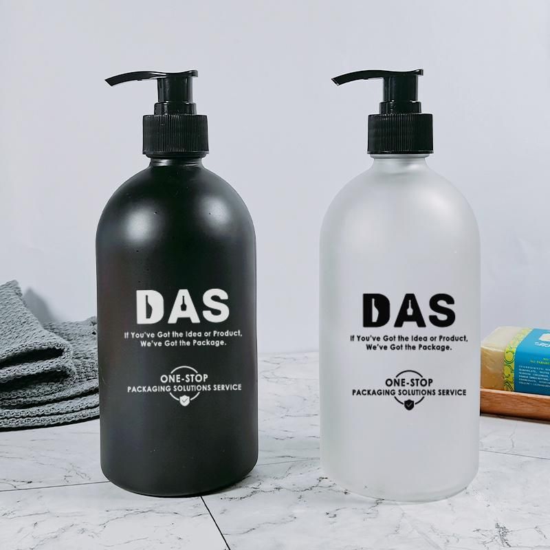 16oz 500ml Conditioner Shampoo Glass Hand Liquid Soap Dispenser Pump Bottle Matte Black Frosted