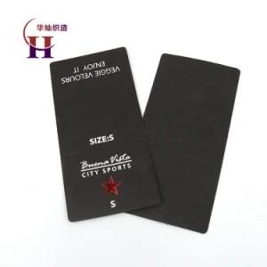 Stylish Center Fold Labels Custom Debossed Silver Foil Printing Standard Size Recycled Paper Log Hang Tags for Cloth