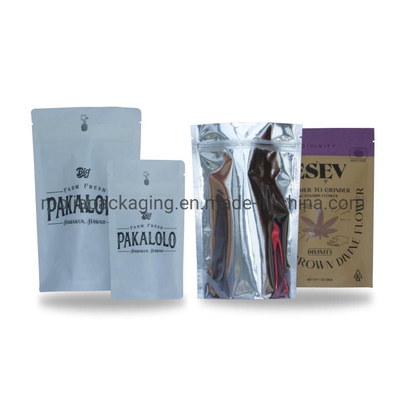 Eco-Friendly Coffee Bean Tea Pet Food Packaging Stand up Pouch 100% Compostable Biodegradable Natural Kraft PLA White Color Nutrition Powder Packing Bag