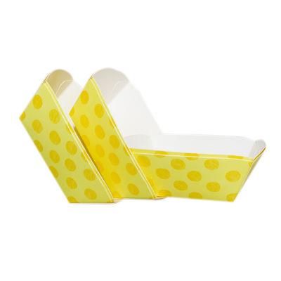 Customized Chicken Popcorn Boat Shape White Cardboard Packing Box with No Covers