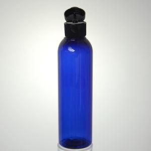 Blue Color Pet Cosmo Round Cosmetic Bottle with Spray Flip Cap for Skin Oil