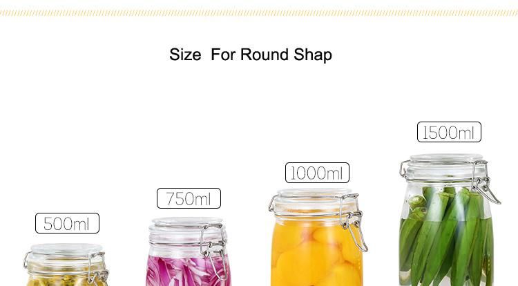 Food Container Clear Storage Glass Bottle Glass Jar with Swing Top