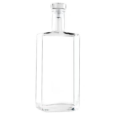 Square 100ml 200ml 500ml Glass Spirit Bottle with Rubber Stopper for Beverage