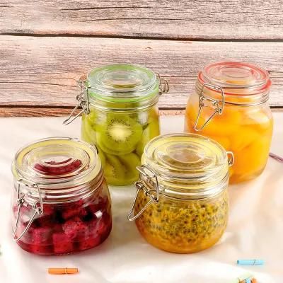 Wholesale Customized High Quality Clear Small Airtight Glass Storage Jar with Clip Top Lid for Food Honey Candy Caviar Jam