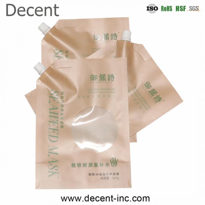 Factory Wholesale Food Packaging Doypack Stand up Pouch Plain Brown Kraft Paper Bag with Clear Window and Zip Lock for Tea Snack