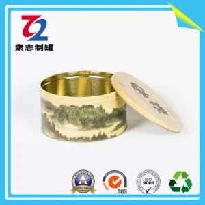 a Round Tin Can with The Edge of The Lid Rolled up for Packaging Mooncake