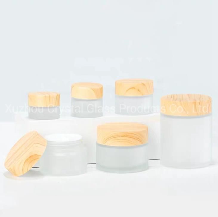 5g 15g 20g 30g 50g 60g Cosmetic Cream Glass Jar with Wood Grain Lid