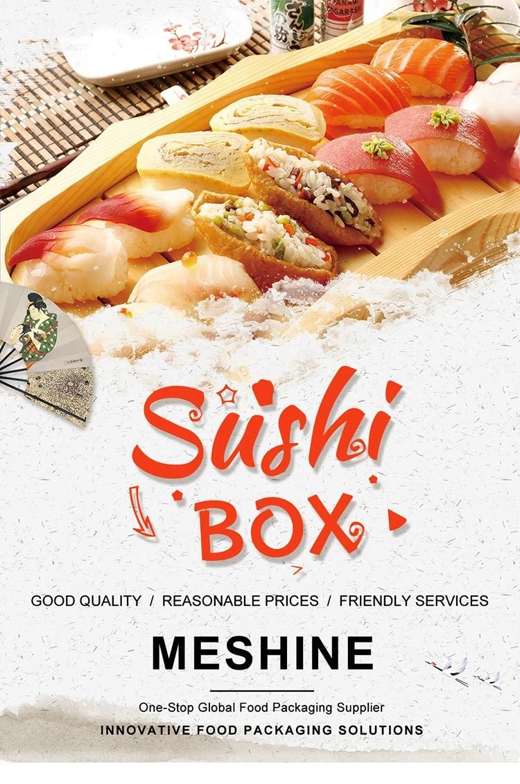Custom Logo Black Foldable Food Grade Paper Sushi Takeaway Box