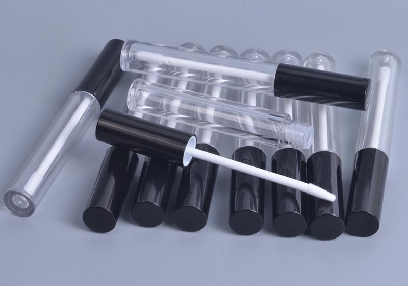 Custom 10ml Empty Eco Friendly Refillable Clear Lip Gloss Container Tube with Black Wand Brush