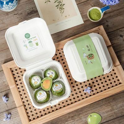 6inch Biodegradable Composable Sugarcane Hamburger Cake Sandwich Lunch Box