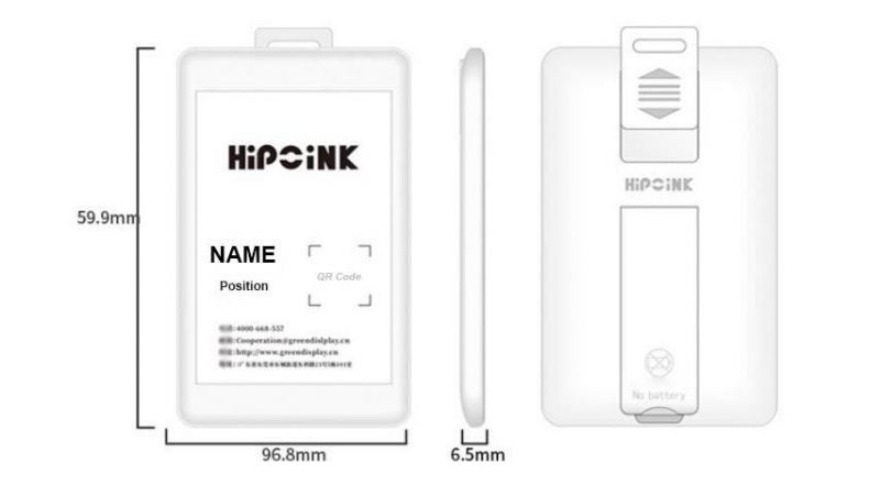 3.52" Black/White E-Paper Ink Screen Display Staff Card with 240X360 E-Paper Badge