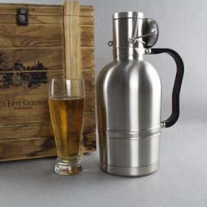 64oz/2L/1/2 Gallon Stainless Steel Double Wall Insulated Beer Growler Tap Bottle with Big Plastic Handle