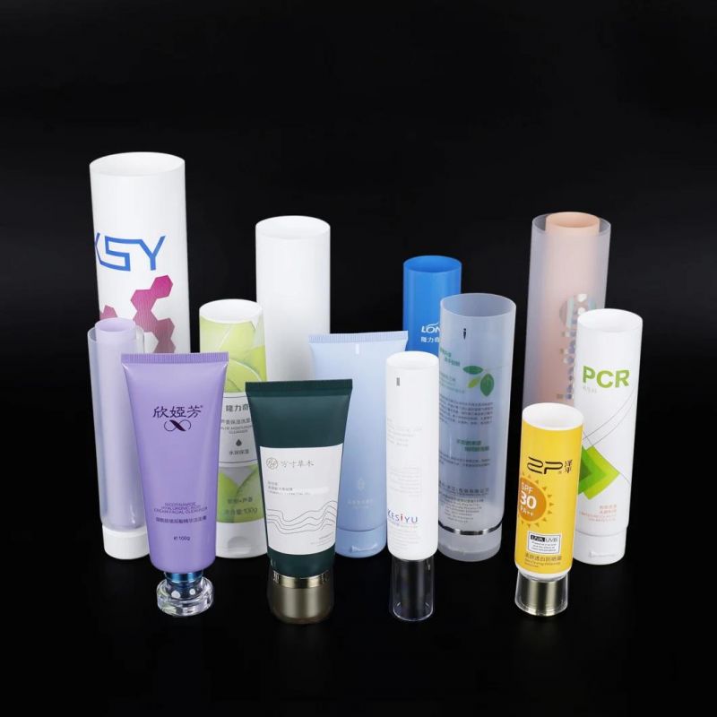 White Clear Refillable Empty Plastic Squeeze Soft Tubes for Body Lotion Shower Gel Shampoo Cleanser Pack Round Tubes