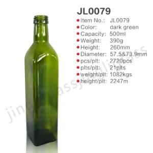 Classic Squared Shaped 500ml Wine Bottle with Excellent Quality
