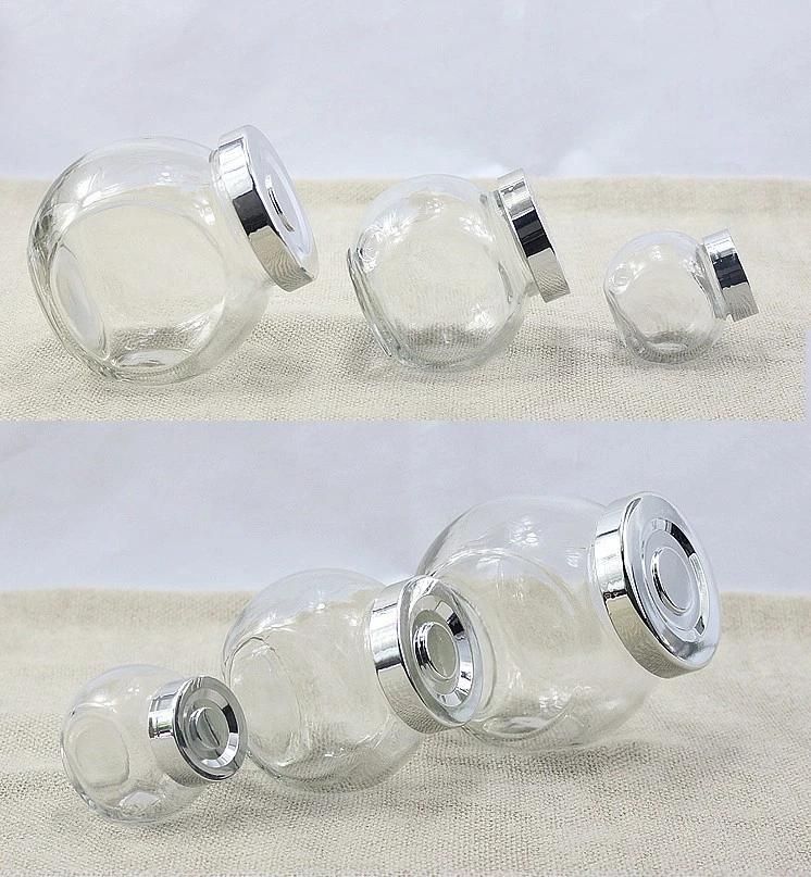 50ml 180ml 380ml 480ml Dacetedd Round Glass Storage Spice Jar with Lid