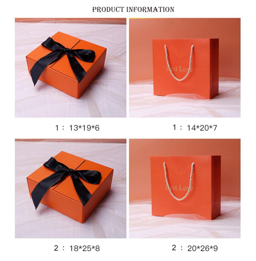 Wholesale Luxury Wedding Favour Holiday Celebration Birthday Orange Perfume Lipstick Gift Box Cosmetics Jewelry Scarf Gift Box Custom Cordboard Orange Packing
