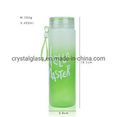 420ml 550ml Cylinder Frosted Portable My Bottle Wide Mouth Colorful Reusable Glass Drinking Water Bottle with Plastic Cap