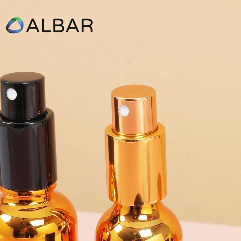 Black and Gold Dispenser Pump Glass Bottles for Perfume and Mist with Electroplated Gold