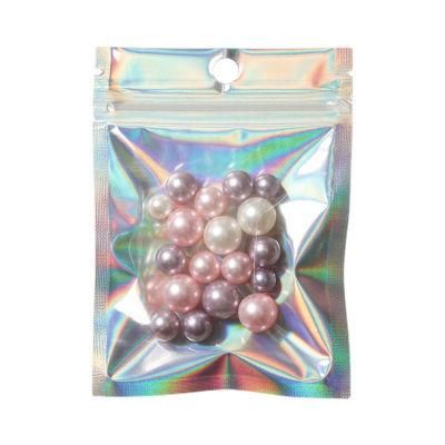 Cheap Clear Iridescent Front Silver Backed Aluminized Plastic Packaging Mylar Ziplock Holographic Laser Bag
