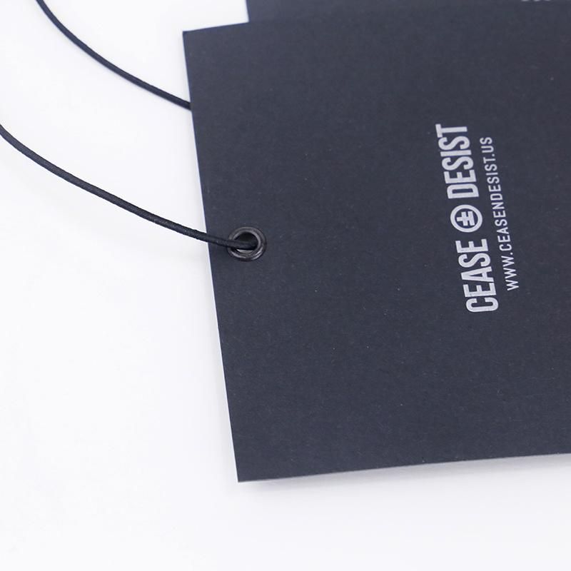 Silver Printed Black Cardboard Paper Custom Hang Tag