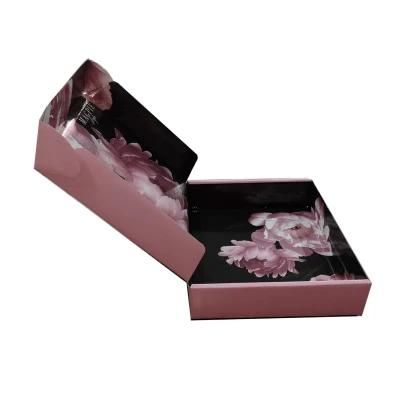 Custom Corrugated Pink Shipping Box with Flower Patterns Inside