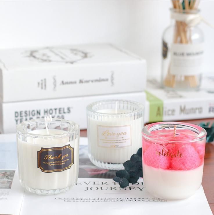 Transparent Candlestick Glass Container with Pattern