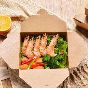 Customized Brown Kraft Paper Lunch Box Noodle Salad Fruit Carton Disposable Food Packing Box