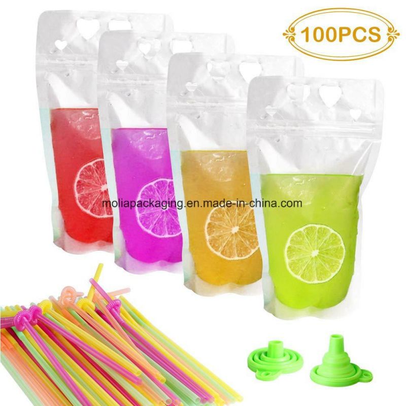 Biodegradable Hand-Held Waterproof Clear Pouch Juice Stand up Pouch with Zipper