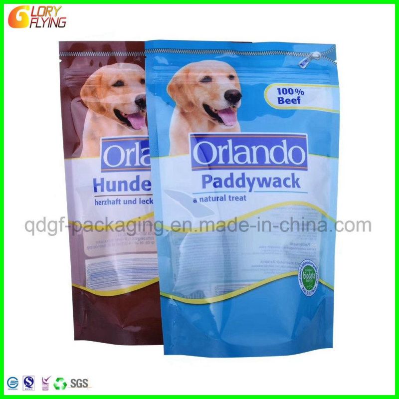 Dog Food Bag with Zipper and Window/ Plastic Packaging with Euro Hole.