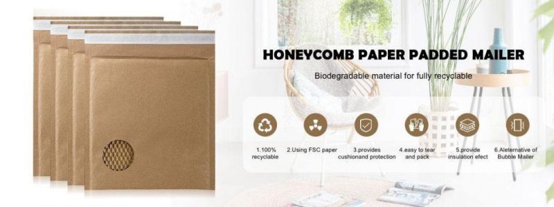 Recyclable Custom Logo Shipping Packaging Kraft Cover Paper Mailers Bag Corrugated Paper Padded Cushion Packaging Envelopes