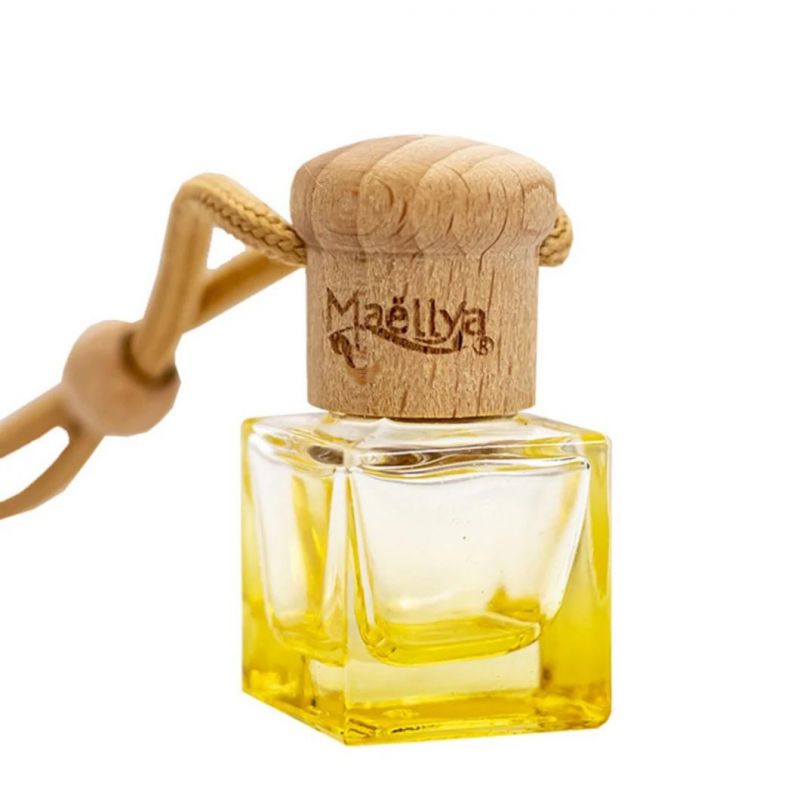 Manufacture Rectangle Square 10ml Car Diffuser Glass Bottle Wooden Cap Car Perfume Bottle