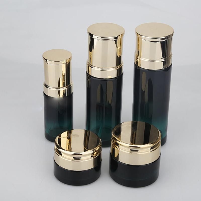 Luxury Clear Gradient Color Cosmetics Bottle Customized Skincare Glass Jars and Bottles Sets