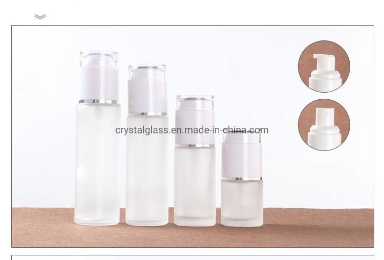 30ml 50ml 100ml Glass Cosmetic Bottle Supplier with Screw White Lid