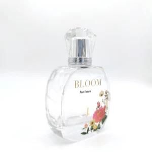 Flower Glass Perfume Bottle 50ml 100ml 1oz 1.7oz 2oz 3.4oz China Factory Supply Bespoke Spray Perfume Glass Bottles with Acrylic Cap