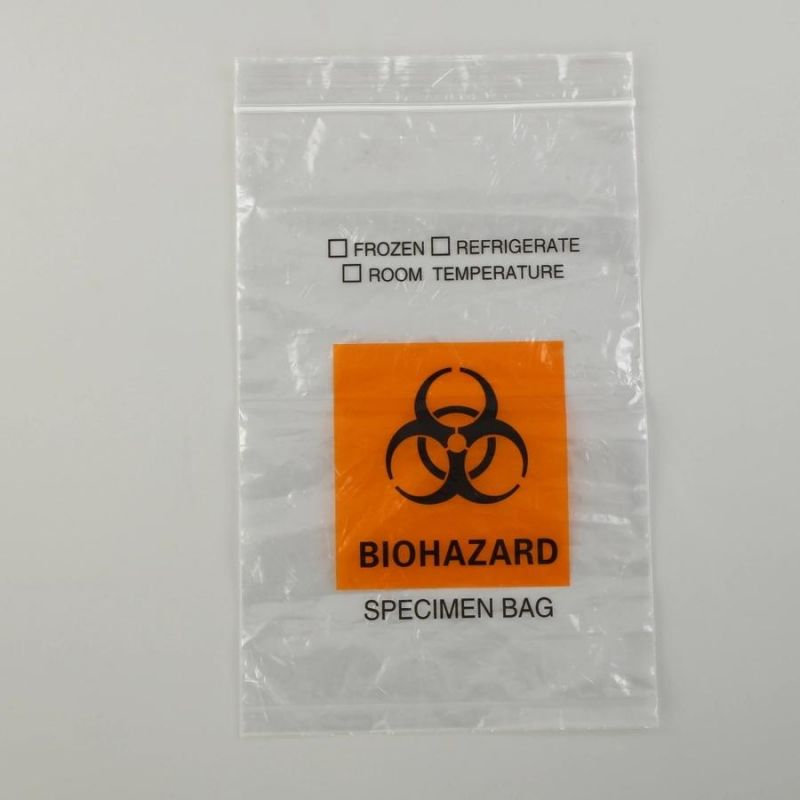 95 Kpa Plastic Plastic Ziplock Biohazard Specimen Transport Bags
