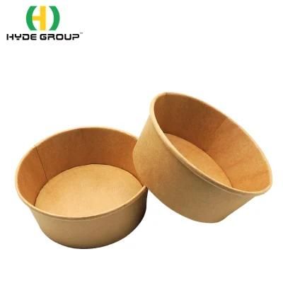 Round Biodegradable Compostable Salad Fast Kraft Paper Packaging Bowl