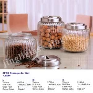 Glass Storage Jar Container with Steel Cap