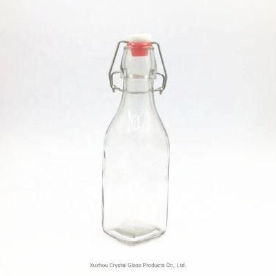 Clear Glass Bottle with Swing Top Stopper, for Beverage, Wine, Juice