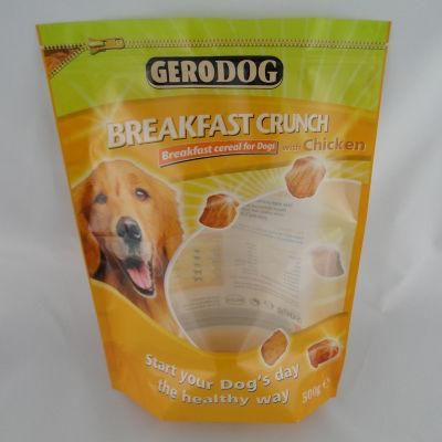 Clear Window Stand up Dog Food Bag with Zip Lock Resealable