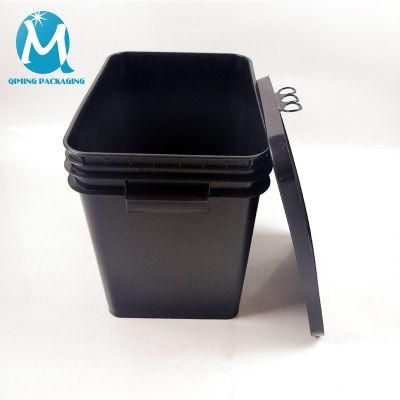 Square Plastic Black Bucket with Handle