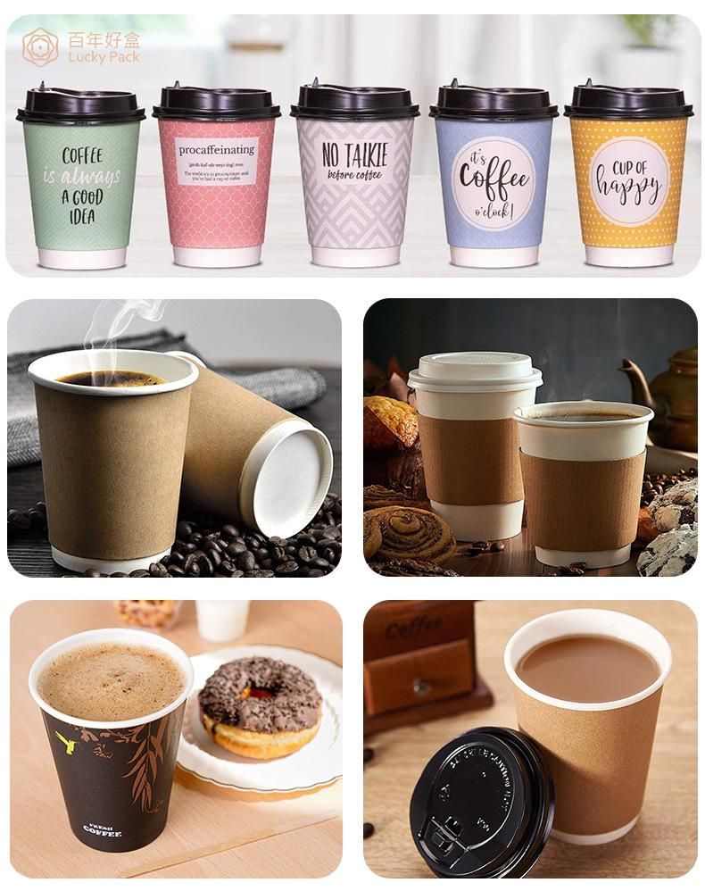 Biodegradable PLA Coffee Disposable Single Wall Double Wall Ripple Wall Paper Cup