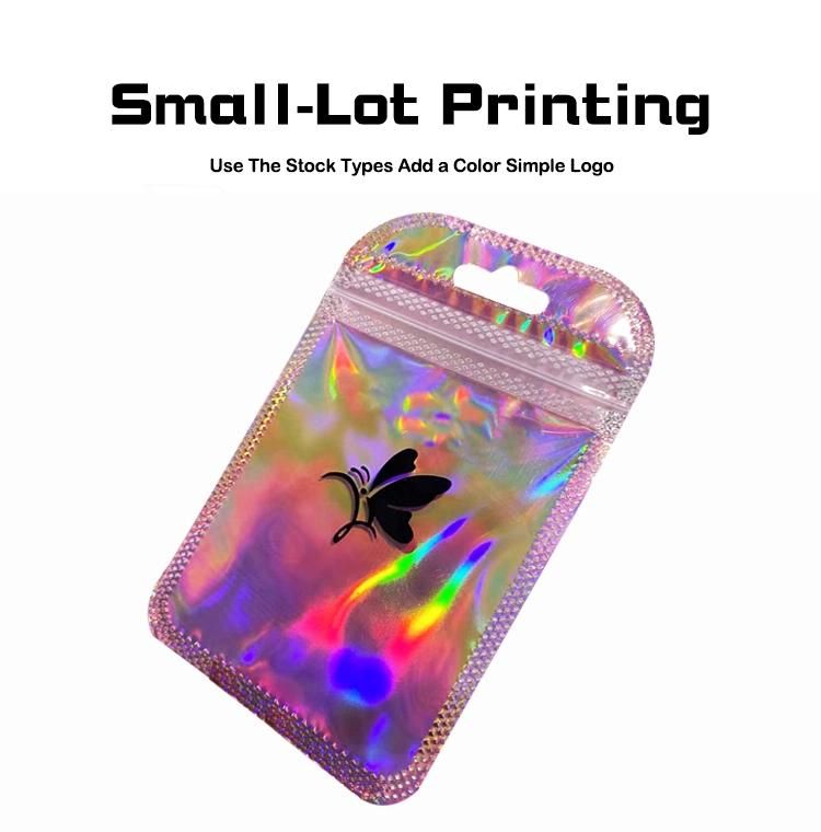 Hot Sale Dazzle Hologram Plastic Bag Holographic Pink Ziplock Bag