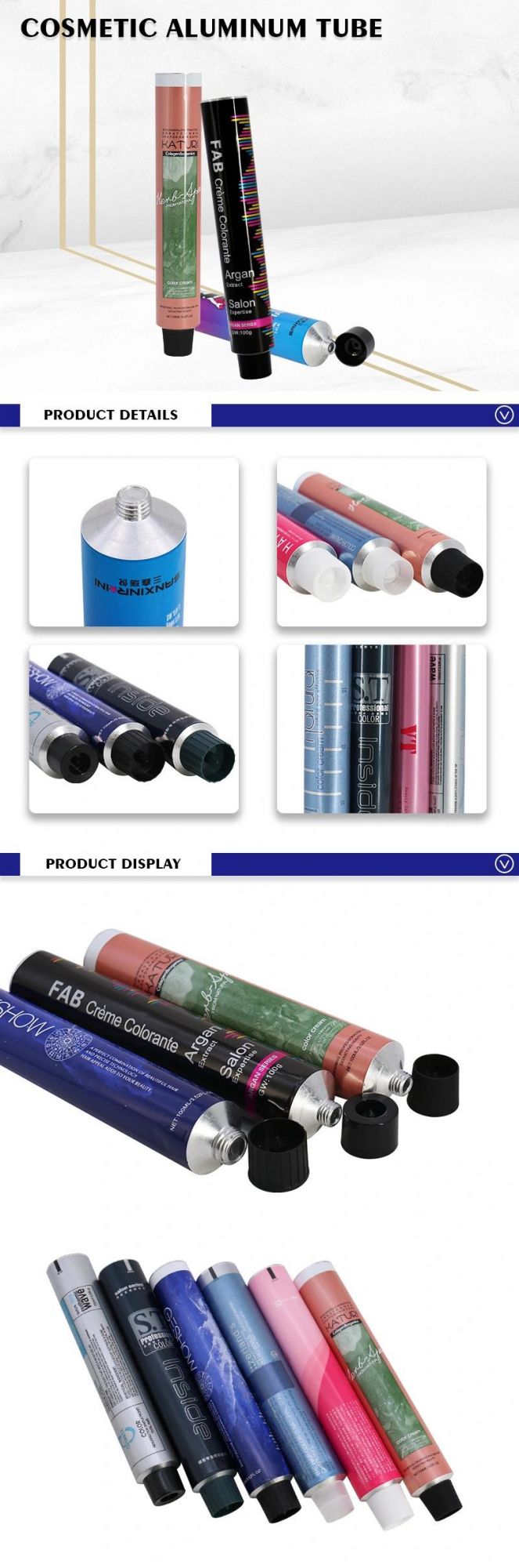 Cosmetic Packaging 100ml Aluminum Collapsible Tube for Hair Dye