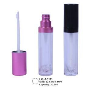 10.7ml Empty Plastic Lipgloss Container Cosmetic Packaging Round Lip Bottle with Brush Applicator