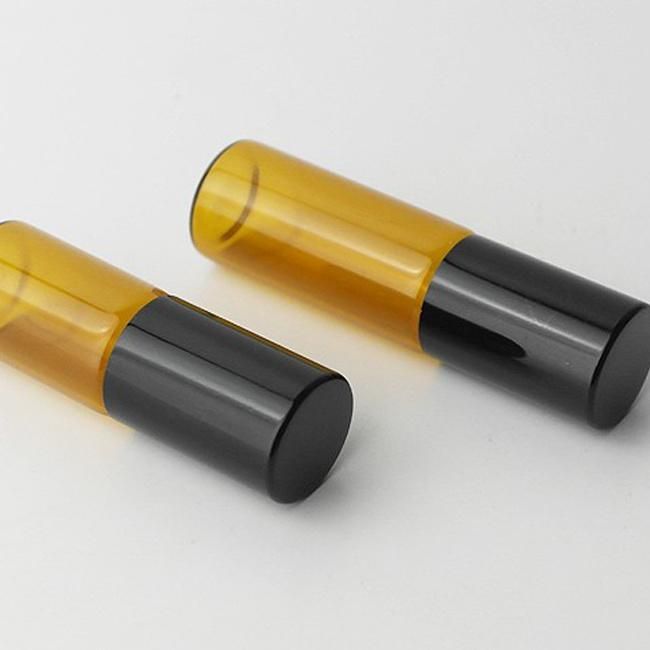 2ml 3ml 5ml Small Amber Color Glass Roll on Bottle with Black Cap for Essential Oil Perfume Fragrance Sampler Collection