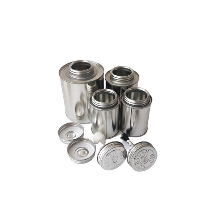 Chinese Manufacturers Round Empty Screw Top PVC Glue Tin Can Brush Glue Tin Containers