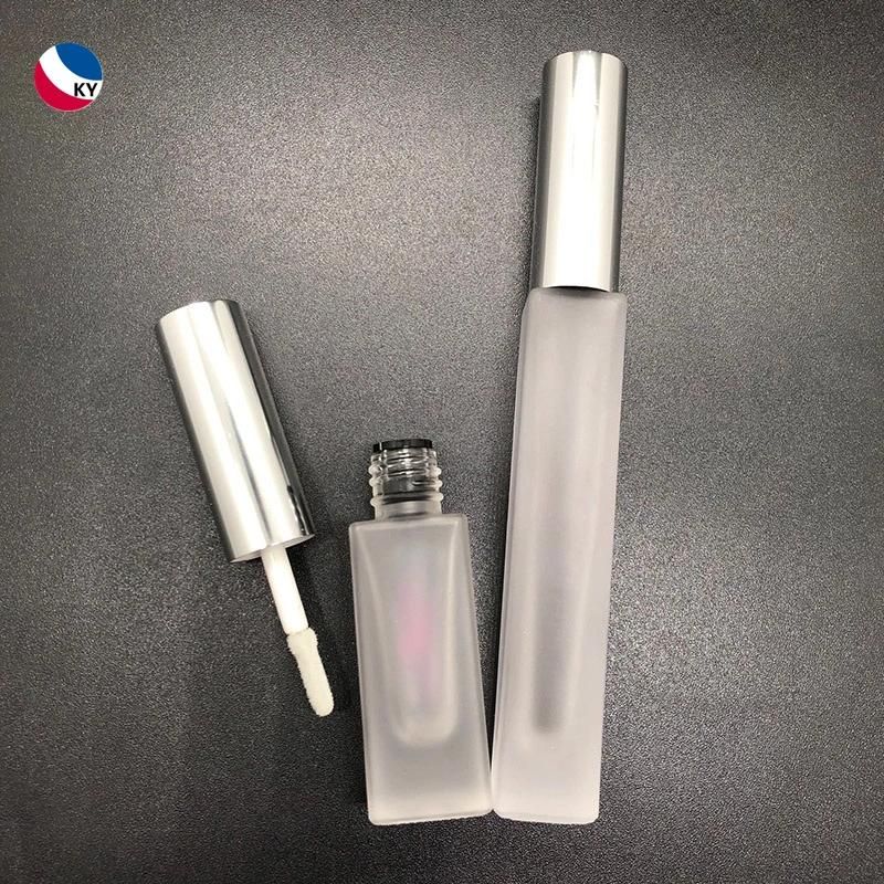 5ml 10ml Square Shape Clear Frosted Lipgloss Tube Glass Mascara Bottle with Aluminum Cap