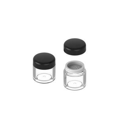 Empty Customized Clear Round Plastic Cosmetic Loose Powder Jars Makeup Glitter Container with Sifter